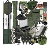 Complete Carp Fishing Set 3x Rods 3x Reels Alarms Tackle Holdall Bedchair Deluxe