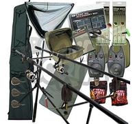 Complete Carp Fishing Set up With Rods Reels Alarms Tackle Hooks PVA Carryall