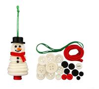 Complete Christmas Button Ornament Craft Kit for DIY Holiday Decorations with Snowman Tree Angel Santa Designs and Yarn Felt Accessories (The Snow Man)