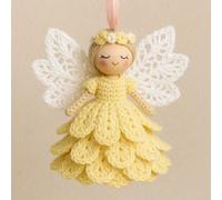 Complete Crochet Angel Kit Pink White Yarn 4-5 Inch Size(4) | Includes pink white yarn, ergonomic hook, stuffing, ribbon, clear guide
