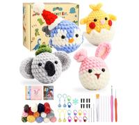 Complete Crochet Kit for Beginners, 4 PCS Animals Crochet Starter Kit, Including Step-by-Step Instructions and Video Tutorials, Soft Yarn, Beginner Crochet Kits for Adults Kids, Birthday Gifts