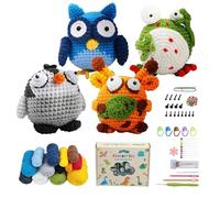 Complete Crochet Kit for Beginners, 4 PCS Animals Crochet Starter Kit with Step-by-Step Instructions & Video Tutorials, Beginner Crocheting Kits for Adults Kids, DIY Christmas Birthday Gifts for Girls