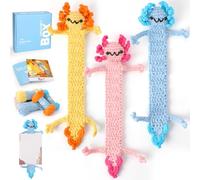 Complete Crochet Kit for Beginners - Axolotls Bookmarks Crochets Kits, Include Video Tutorial, Instruction, Soft Yarn, Birthday Gift for Adults