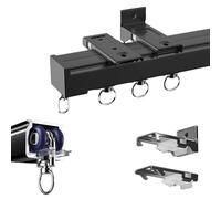 Complete Curtain Track Set - 1-Channel Adjustable Aluminum Rail System for Smooth Sliding Curtains (360cm France) - Ceiling Track with Easy Install Accessories