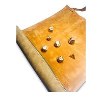 Complete D&D Dice SET with 7 Brass Solid Metal Polyhedral Dice, Professional Zippered Dice Bag, Luxury Black Rolling Mat for Dungeons & Dragons Mood & Style