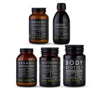 Complete Digestive Support - Liquid Chlorophyll 250ml, Activated Charcoal Powder 70g, Psyllium Husk Powder 275g, Body Biotics, Slippery Elm 45g - Advanced Gut Detox & Microbiome Support Bundle
