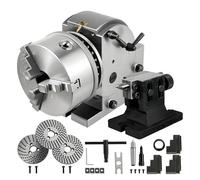 Complete Dividing Head Milling Set, 5 Inch 3-Jaw Chuck with Tailstock and Dividing Plates, 0-90° Tiltable Rotary Indexer for Vertical/Horizontal Milling Machine Accessories 4in