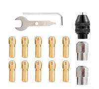 Complete Drill Chuck Collet Kit of 15 Pieces Compatible with Most for Rotary Tools Featuring Easy Attachment Mechanism