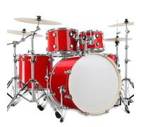 Complete Drum Kit, Full Size Complete Adult Drum Set w/Cymbal Stands, Stool, Sticks(Red)