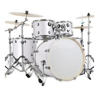 Complete Drum Kit, Full Size Complete Adult Drum Set w/Cymbal Stands, Stool, Sticks(White)