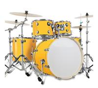 Complete Drum Kit, Full Size Complete Adult Drum Set w/Cymbal Stands, Stool, Sticks(Yellow)
