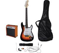 Complete Electric Guitar Starter Kit - Full-Size Electric Guitar with Matching Colour-Coded Amplifier, 22-Fret Maple Neck, 3 Single-Coil Pickups, Bag, Tuner, Lead, Strap, Tremolo Arm & Accessories