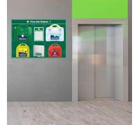 Complete First Aid Station with Eyewash, Burns Kit, First Aid Kit, Accident Book, 84 x 60 cm, BS8599 Compliant