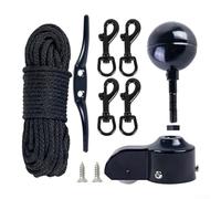 Complete Flag Pole Parts Kit with Black Plated Round Hand Waving Cap, Stationary Aluminum Pulley Truck, Deluxe Flag Ball Ornament, Rope, and Nickel Plated Swivel Clip