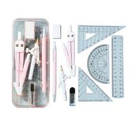 Complete Geometry Kits with 9 Essential Tools Including Compasses Rulers for Precise Technical Drawing Multi Function Geometry Tools