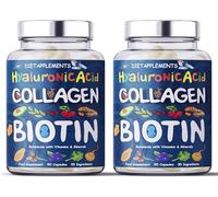 Complete Hair & Skin Support Formula: Biotin High Strength with Marine Collagen, Hyaluronic Acid, 35 Ingredients, Advanced Vitamins & Minerals for Nails & Bones - 90 Capsules - UK Made, 2 Bottles