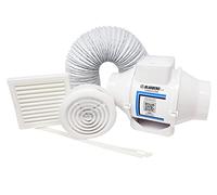 Complete Kit in White Colour- High Power Shower Extractor Fan with Timer for Bathroom, En-Suite, Wet /Utility Rooms, Workshop, Office, Warehouse, Shop Damp Mould Control