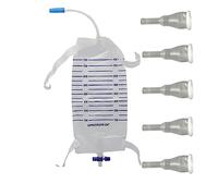 Complete Kit Urinary 5 Days 5 Condom Catheters External Self-Sea + Leg Bag 750ml + Straps with a 5.9 inch 15 cm Tube (Large 30 mm 1.2 Inches)