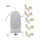 Complete Kit Urinary 5 Days 5 Rubber Condom Catheters External Self-Sea + Leg Bag 750ml + Straps with a 5.9 inch 15 cm Tube (XLarge 35 mm 1.37 Inches)