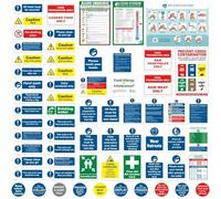 Complete Kitchen Safety Signs Set - 65 Pcs - Matte Self-Adhesive Vinyl Sticker, Waterproof and Oil-Proof - Raw Meat Only, Salad & Fruit Only and Fish Only not included