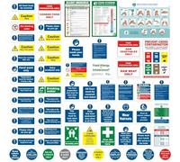 Complete Kitchen Safety Signs Set - 65 Pcs - Matte Self-Adhesive Vinyl Sticker, Waterproof and Oil-Proof - Raw Meat Only, Do not store raw and cooked food together and Fish Only not included