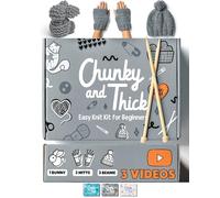 Complete Knitting Kit for Beginners - Learn to Knit Kit with Knitting Accessories Like Thick Beginner Yarn in Gray, Bamboo Needles for Beginners & More - Includes Video Tutorials & Written Guide