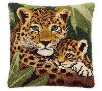 Complete Latch Hook Cushion Kit for Adults Leopard Mother And Son