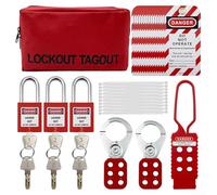 Complete Lockout Tagout Tool Kit with PVC Labels, 20 Nylon Cable Ties, and 3 Safety Padlocks for Electrical Isolation