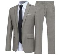 Complete Men's Three Piece Suit Stylish Jacket, Pants, Tie, and Shirt for Formal Events (L Gray)