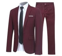 Complete Men's Three Piece Suit Stylish Jacket, Pants, Tie, and Shirt for Formal Events (XL Red)