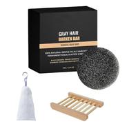 Complete Natural Black Hair Care Set - Nourishing Soap Bar with Bamboo Holder Loofah Sponge for Women and Men, Hair Darken Bars with Ginseng Black Sesame(Black1Pc)