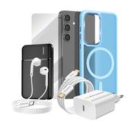 Complete Pack for Galaxy S24 Case, Glass, Charger, External Battery, Earphones