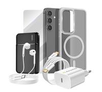 Complete Pack for Galaxy S24 Case, Glass, Charger, External Battery, Earphones
