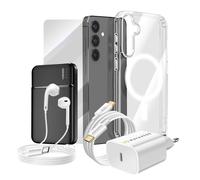 Complete Pack for Galaxy S24 Case, Glass, Charger, External Battery, Earphones