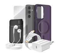 Complete Pack for Galaxy S24 Case, Glass, Charger, External Battery, Earphones