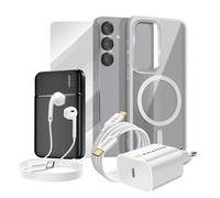 Complete Pack for Galaxy S25 Case, Glass, Charger, External Battery, Earphones