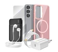 Complete Pack for Galaxy S25 Case, Glass, Charger, External Battery, Earphones