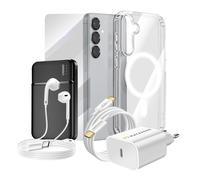 Complete Pack for Galaxy S25 Case, Glass, Charger, External Battery, Earphones