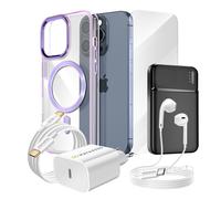 Complete Pack for iPhone 15 Pro Case, Glass, power supply, External Battery,