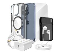 Complete Pack for iPhone 15 Pro Case, Glass, power supply, External Battery,