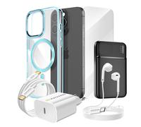 Complete Pack for iPhone 15 Pro Case, Glass, power supply, External Battery,