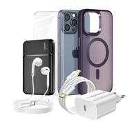 Complete Pack for iPhone 15 Pro Max Case, Glass, power supply, External Battery,