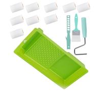 Complete Painting Set with 13 Drywalls Texture Rollers and Roller Frame for Wall Surfaces Finishes Daily Use Professional Painting Tool
