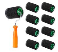 Complete Painting Set with 9 Drywalls Texture Rollers and Roller Frame for Wall Surfaces Finishes Daily Use Paint Roller Frame Set