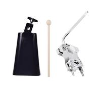 Complete Percussion Mounting Set with Adjustable Clamp Metal Cowbell and Drumstick for Various Drum Applications Setups Drum Expander Clamp