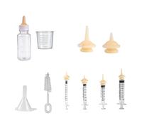 Complete Pet Feeding Set for Newborn Kittens Puppies Includes 50Ml Nursing Bottle Silicone Nipples Meausring Cup Cleaner Brush Small Animal Feeding Needle