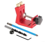 Complete Pocket Hole Locator Drill Bit Jig Kit with Hex Key and Screwdriver Bit for Woodworking Positioning and Reliable Wood Joinery (Red)