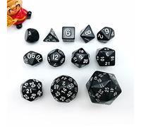 Complete Polyhedral Dice Set of 12pcs D3-D60 60 Sides and 50 Sides RPG Dice Set Opaque Black D3 D4 D6 D8 D10 D% D12 D20 D24 D30 D50 D60