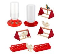 Complete Poultry Feeder and Waterer Package Contains Small Roosting Perch for Proper Bird Growth Small Farm Chicken Supplies