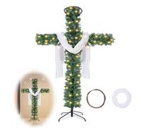 Complete Pre-Lit Cross Christmas Tree Set - 5/6 Ft Foldable Artificial Pine with LED Lights, Holiday Accessories(5ft)